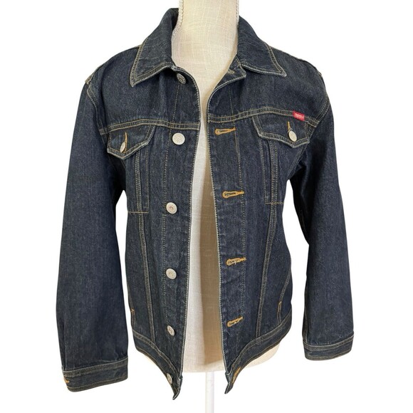 Vintage‎ Guess Jeans Aztec Jean Jacket Dark Wash Size Medium (12/14) Y2K - Picture 2 of 6